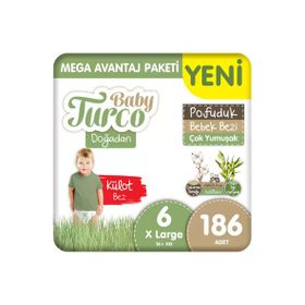 Baby Turco Doğadan Pofuduk No:6 XLarge 186 Adet Külot Bebek Bezi