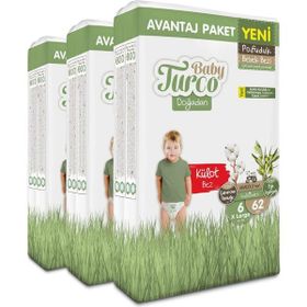 Baby Turco Doğadan Pofuduk No:6 XLarge 186 Adet Külot Bebek Bezi