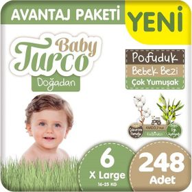 Baby Turco Doğadan Pofuduk No:6 Xlarge 248 Adet Bebek Bezi