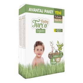 Baby Turco Doğadan Pofuduk No:6 XLarge 62 Adet Bebek Bezi