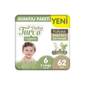 Baby Turco Doğadan Pofuduk No:6 XLarge 62 Adet Bebek Bezi