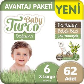 Baby Turco Doğadan Pofuduk No:6 XLarge 62 Adet Bebek Bezi