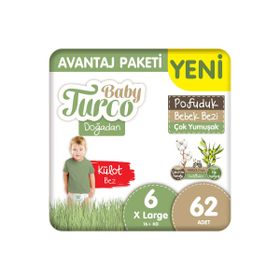 Baby Turco Doğadan Pofuduk No:6 XLarge 62 Adet Külot Bebek Bezi