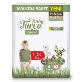 Baby Turco Doğadan Pofuduk No:6 XLarge 62 Adet Külot Bebek Bezi
