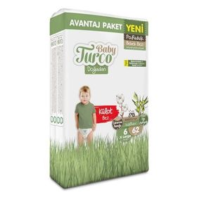 Baby Turco Doğadan Pofuduk No:6 XLarge 62 Adet Külot Bebek Bezi