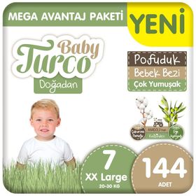 Baby Turco Doğadan Pofuduk No:7 XXLarge 144 Adet Bebek Bezi