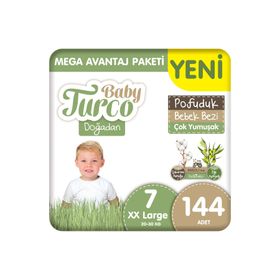 Baby Turco Doğadan Pofuduk No:7 XXLarge 144 Adet Bebek Bezi