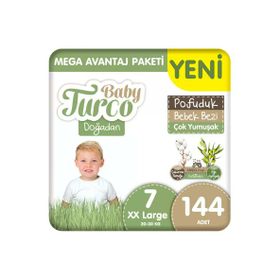 Baby Turco Doğadan Pofuduk No:7 XXLarge 144 Adet Bebek Bezi