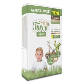 Baby Turco Doğadan Pofuduk No:7 XXLarge 48 Adet Bebek Bezi