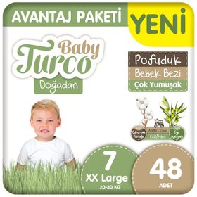Baby Turco Doğadan Pofuduk No:7 XXLarge 48 Adet Bebek Bezi