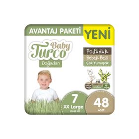 Baby Turco Doğadan Pofuduk No:7 XXLarge 48 Adet Bebek Bezi