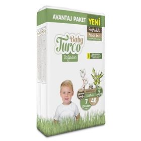 Baby Turco Doğadan Pofuduk No:7 XXLarge 48 Adet Bebek Bezi