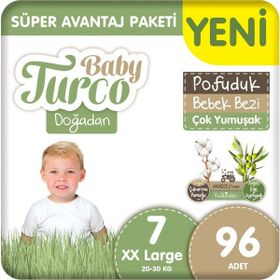 Baby Turco Doğadan Pofuduk No:7 XXLarge 96 Adet Bebek Bezi