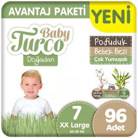 Baby Turco Doğadan Pofuduk No:7 XXLarge 96 Adet Bebek Bezi