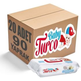 Baby Turco Kapaklı 20x90 Adet 1800 Yaprak Beyaz Sabun Kokulu Islak Havlu Mendil