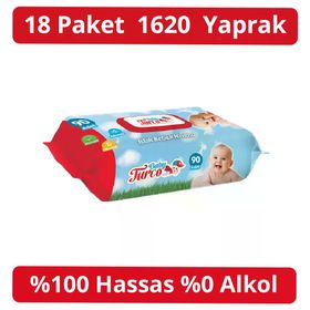 Baby Turco Klasik Kapaklı 18x90 Adet 1620 Yaprak Islak Havlu
