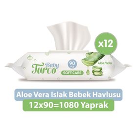 Baby Turco Softcare Aloe Vera 12x90 Yaprak Islak Bebek Havlusu