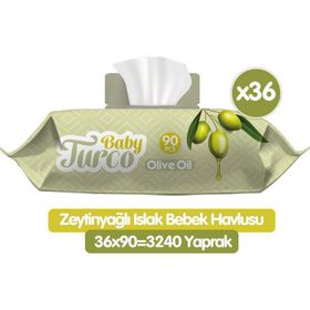 Baby Turco Zeytinyağlı 90x36 3240 Yaprak Islak Havlu Mendil