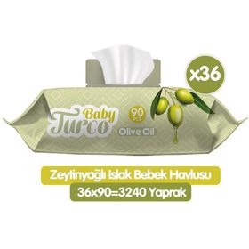 Baby Turco Zeytinyağlı 90x36 3240 Yaprak Islak Havlu Mendil