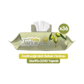 Baby Turco Zeytinyağlı 90x36 3240 Yaprak Islak Havlu Mendil