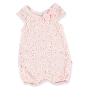 Baby Z Pembe Dantelli Dokuma Kısa Kız Bebek Tulum