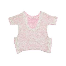 Baby Z Pembe Dantelli Dokuma Kısa Kız Bebek Tulum