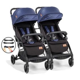 Baby2go Tulipa Cabin Otomatik Katlanan Mavi Siyah İkiz Bebek Arabası