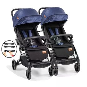 Baby2go Tulipa Cabin Otomatik Katlanan Mavi Siyah İkiz Bebek Arabası
