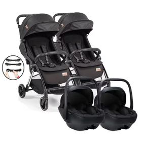 Baby2go Tulipa Cabin Travel Otomatik Katlanan Siyah İkiz Bebek Arabası