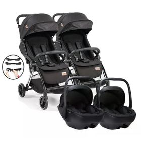 Baby2go Tulipa Cabin Travel Otomatik Katlanan Siyah İkiz Bebek Arabası