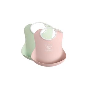 Babybjorn Powder Green Pink 2'li Yumuşak Plastik Mama Önlüğü