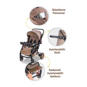 Babycare Combo Kahverengi Maxi Pro Çift Yönlü Bebek Arabası