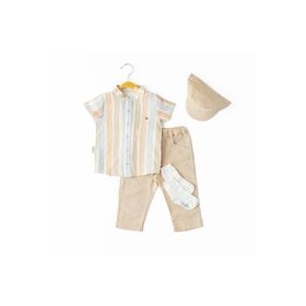 Babydola 12781 4'lü Erkek Bebek Keten Takım