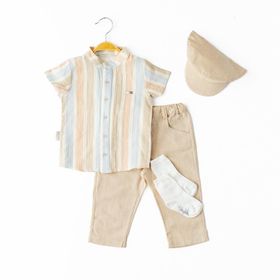 Babydola 12781 4'lü Erkek Bebek Keten Takım