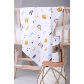 Babyhola Gri 85x90 cm Müslin Harf Desenli Organik Puset Örtüsü
