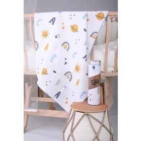 Babyhola Gri 85x90 cm Müslin Harf Desenli Organik Puset Örtüsü