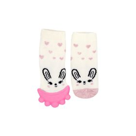 Babyjem 6-12 Ay Diş Kaşıyıcılı Havlu Bebek Çorabı Pembe