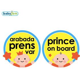Babyjem Mavi Arabada Prens Var Araba Cam Yazısı