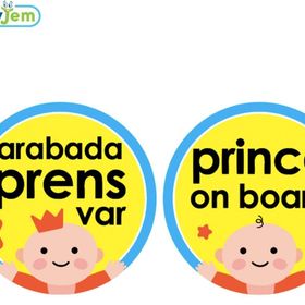 Babyjem Mavi Arabada Prens Var Araba Cam Yazısı