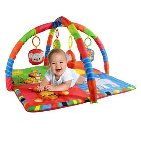 Babymol 3829 75x75 cm Karışık Renkli Neşeli Hayvanlar Oyuncaklı Oyun Minderi