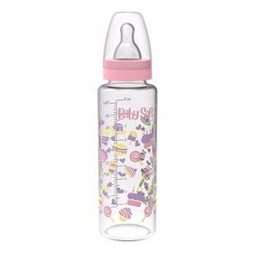 Babysoft 572 250 ml Pembe Cam Desenli Biberon