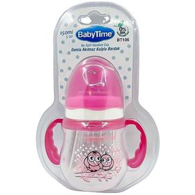 Babytime 150 ml Damla Pembe Kulplu Akıtmaz Bardak