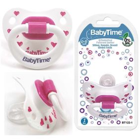 BabyTime 18+ Ay Silikon Damaklı Şeffaf Gövdeli Desenli Emzik Mavi