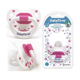BabyTime 18+ Ay Silikon Damaklı Şeffaf Gövdeli Desenli Emzik Turuncu