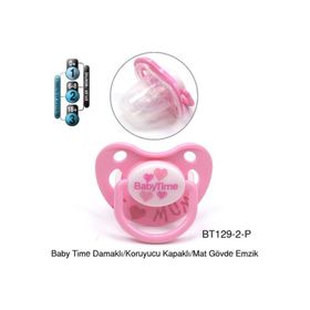 BabyTime 6-18 Ay Damaklı Koruyucu Kapaklı Mat Gövdeli Emzik Pembe