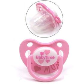 BabyTime 6-18 Ay Damaklı Koruyucu Kapaklı Mat Gövdeli Emzik Pembe