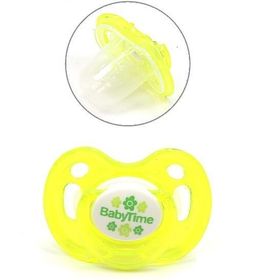 BabyTime 6-18 Ay Kiraz Uçlu Koruyucu Kapaklı Akide Gövdeli Desenli Emzik Sarı