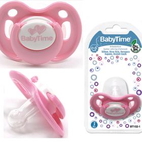 BabyTime 6-18 Ay Kiraz Uçlu Koruyucu Kapaklı Mat Gövdeli Desenli Emzik Turuncu