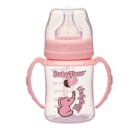 Babytime BT078 Pembe 150 ml Geniş Ağız Kulplu Pp Biberon