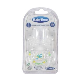 Babytime BT136-3 No:3 18+Ay Şeffaf Gövdeli Desenli Emzik